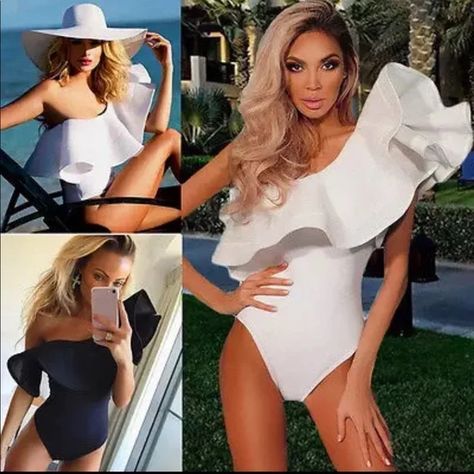 Tops | New Sexy Off Shoulder Ruffles One Piece Bodysuit Swimsuit | Poshmark T Shirt Jumpsuit, Rainbow Bodysuit, Fashion Jumpsuits, Leotard Tops, Casual Bodysuit, Solid Jumpsuit, Ruffle Bodysuit, Jumpsuit Party, Party Summer