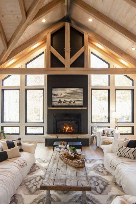 Timber Frame Homes Plans, Timber Frame Barn Homes, Timber Frame Interior, Modern Timber Frame Homes, Post Frame Homes, Modern Timber Frame, Timber Frame Home Plans, Wood Frame House, Timber Frame Design