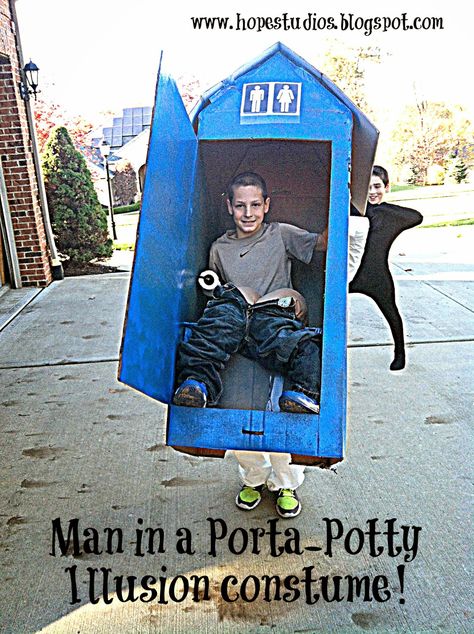 Hope Studios: Illusion Costume - Man Carried Away in a Porta Potty Diy Porta Potty, Illusion Costumes, Porta Potty, Pelo Anime, Hilton Head Island Sc, Diy Costumes Kids, Homemade Costumes, Halloween Costume Contest, Costume Diy