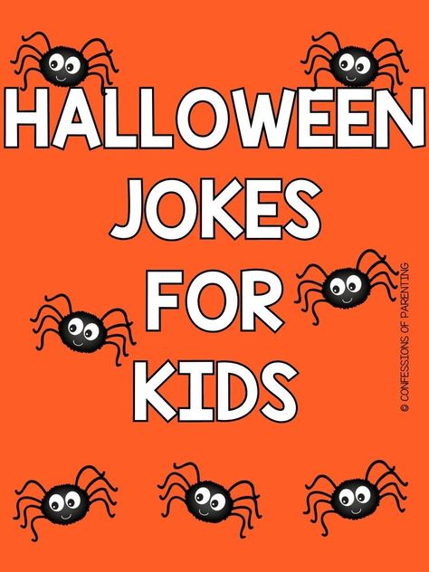 Kids love Halloween, why not make it even more exciting with these spooktacular Halloween Jokes for Kids! When it comes to Halloween kids love the spook, the scare, and the candy, but why not take it one step further with fun Halloween jokes Jokes For Halloween, Halloween Jokes For Kids Free Printable, Jokes For Kindergarteners, Halloween Jokes For Kids Hilarious, Halloween Tricks For Kids, Kid Jokes Funny Hilarious, Kids Jokes Funny Hilarious, Spider Jokes, Halloween Kids Jokes