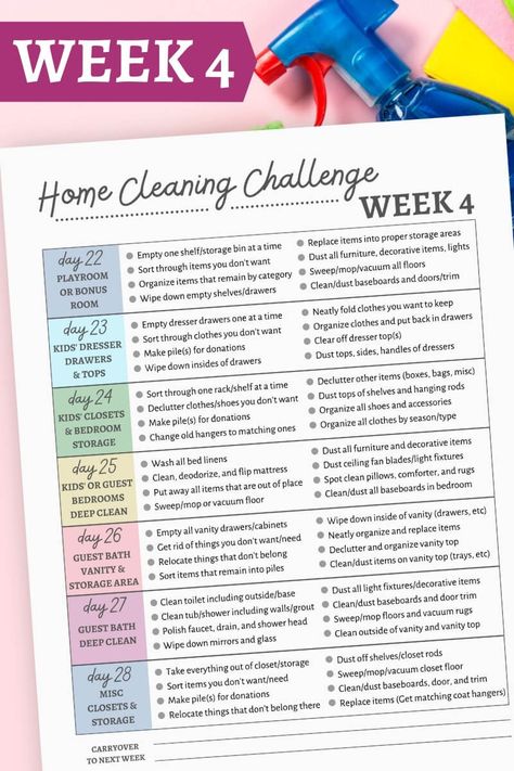 Need help with house cleaning tips and free printable cleaning checklists? Use this 5 week whole home cleaning and organizing challenge to declutter, deep clean, and organize your whole home! Great for spring cleaning or holiday cleaning, too! Super handy cleaning checklists to use for every room of the house! Cleaning Binder Printables Free, Household Printables, Cleaning Checklist Printable Free, Cleaning Lists, Homemaking Binder, Organization Challenge, Cleaning Plan, Cleaning And Organization, Household Cleaning Schedule