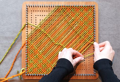 Yarn Yardage for pin looms, the ultimate formula – The Pin Loom Weaving Design Hub Pin Loom Patterns, Pin Loom Projects, Pin Loom Weaving Projects, Pin Loom Weaving, Zoom Loom, Weaving Patterns Loom, Weaving Patterns Design, Loom Yarn, Pin Weaving