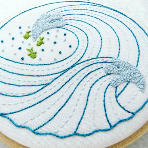 Waves Embroidery, Needlework Crafts, Needlepoint Designs, Needlework Patterns, 자수 디자인, Crewel Embroidery, Modern Embroidery, Embroidery Hoop Art, Design Guide