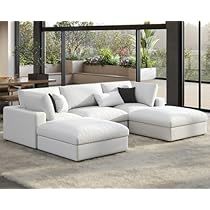 White Linen Couch, Oversized Sectional Sofa, Oversized Couch, Cloud Couch, U Shaped Couch, Linen Couch, Couch For Living Room, Couch With Chaise, Tree Species