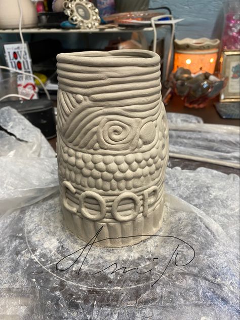 Coil pottery. 1 of 6 large mugs in the works Types Of Coils Clay, Decorative Coil Pots, Ceramic Coil Projects, Coil Mug, Coil Pots Ideas, Ceramics Coil, Coil Ceramics, Large Mugs, Coil Pottery