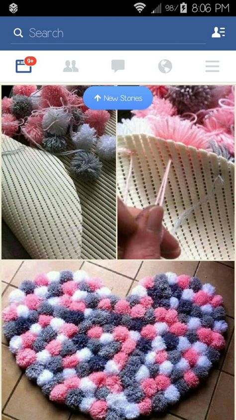 Love this Idea Diy Pom Pom Rug, Pompon Diy, Pom Pom Rug, Diy Projektit, Diy Pom Pom, Diy Yarn Crafts, Pom Pom Crafts, Yarn Diy, Diy Rug