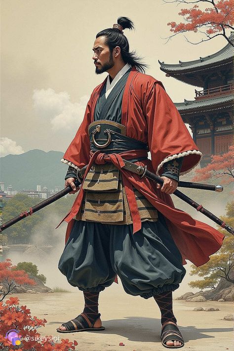 Travel back to a time when samurai ruled the battlefields and courts. This collection skillfully captures the atmosphere of the era, depicting the lives and deeds of legendary warriors. From their training to epic battles, each image tells its own story. #samurai #samuraiart #feudaljapan #historicalart #era #warrior Samurai Concept Art, Samurai Character Design, Warrior Men, Samurai Drawing, Samurai Concept, Samurai Clothing, Idea Logo, Sketchbook Layout, Neural Art