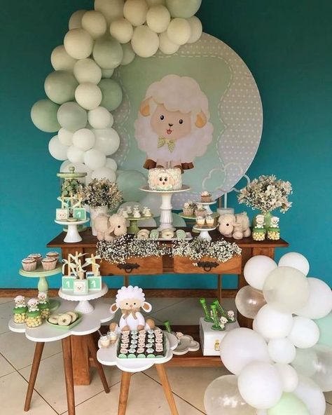 adornos para baby shower de borreguitos Lamb Baby Shower Theme, Baby Lamb Baby Shower, Baby Shower Deco, Baby Sheep, Unisex Baby Shower, Baby Shawer, Shower Bebe, Baby Shower Party, Baby Shower Diy