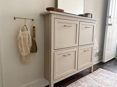 Hallway Refresh, Ikea Hemnes Shoe Cabinet, Ikea Hemnes Hack, Ikea Basket, Hemnes Shoe Cabinet, Ikea Shoe Cabinet, Ikea Shoe, Ikea Drawers, Ikea Hack Ideas