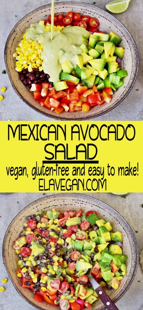 Veggies For Mexican Meal, Veggies With Mexican Food, Gluten Free Recipes Salads, Gf Df Mexican Recipes, Healthy Salad Add Ins, Healthy Filling Salads Lunch Ideas, Mexican Salad Recipes Healthy, Vegan Salad Recipes Easy, Dinner With Avocado Easy