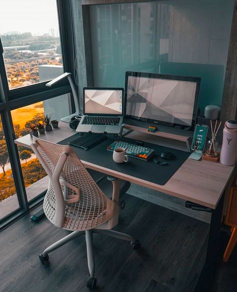 Desk Setups with minimal designs to increase your work from home productivity: Part 2 – Yanko Design Vanities Desks, Workspace Setup, Home Productivity, Workspace Ideas, Dream Desk, Clean Desk, Desk Setups, Home Studio Setup, Gaming Setups