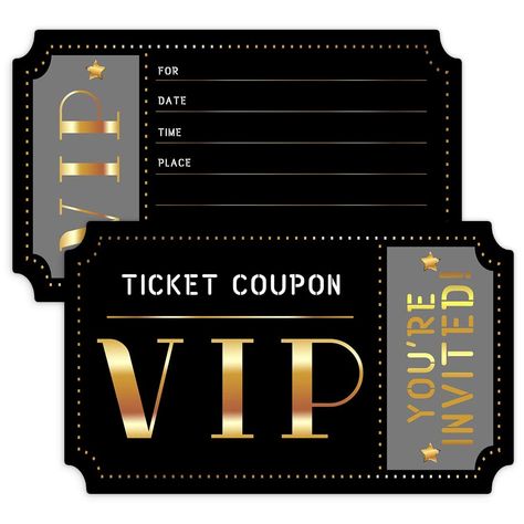 PRICES MAY VARY. Title: wuguimeii 20 VIP Ticket Coupon Invitations with Envelopes Invite for Birthday Baby Shower Party, Invites Special Ideas, Favors Party Supplies, Double-Sided(Black01). Product Type: Arborist Merchandising Root > Self Service > Special Features Stores > caa5e178-c039-41b4-8bfd-0b01485bbef9_0 > caa5e178-c039-41b4-8bfd-0b01485bbef9_6801 > Baby's 1st Birthday Vip Event Invitation, Vip Birthday Party Ideas, Fans Card, Bday Invitation Card, Vip Pass Invitation, Gold Ticket, Vip Ticket, Fan Card, Credit Card Design