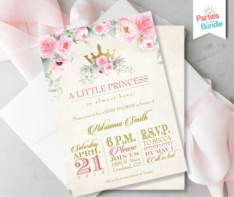 Fairytale Invitation, Princess Invite, Pink Princess Baby Shower, Princess Birthday Party Invitations, Baby Shower Princess Theme, Princess Baby Shower Invitation, Princess Invitation, Princess Birthday Invitations, Princess Invitations