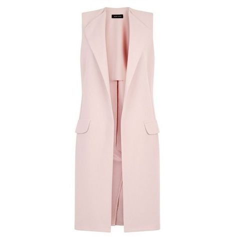 New Look Shell Pink Double Pocket Sleeveless Jacket ($15) ❤ liked on Polyvore featuring outerwear, jackets, coats & jackets, tops, vest, shell pink, open front jacket, collar jacket, sleeveless jackets and no sleeve jacket Blazer Sleeveless, Blazer Pocket, Hijab Stile, Long Waistcoat, Beige Vest, Sleeveless Waistcoat, Estilo Hijab, Pocket Vest, Sleeveless Coat