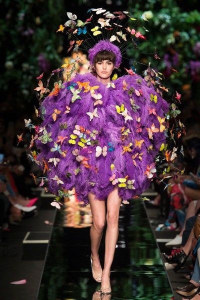 Moschino Spring 2018 Ready-to-Wear Collection - Vogue Family Themed Halloween Costumes, Themed Halloween Costumes, Classic Punk, Butterfly Fashion, Dress Up Boxes, Cyberpunk Fashion, Butterfly Top, Warm Weather Outfits, Butterfly Dress