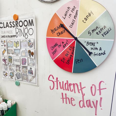 Let’s talk about 🌷SPRING 🌷behavior management! While we utilize our CLASS BINGO board I’ve also pulled OUT ALL THE STOPS with the STUDENT OF THE DAY spinner. I’ll choose one secret student that displays expected behaviors and represents our values! Then they can spin for a prize!!!! • • • #teachersfollowteachers #igteachers #teacher #teachersofinstagram #teachersofig #teacherlife #education #educators #educator #teaching #teachingideas #4thgradeteacher #4thgrade #teacherootd #teachergram ... Behavior Bingo Classroom, Class Bingo, Secret Student, Behavior Bingo, Teacher Ootd, Bingo Board, Our Values, Teacher Style, Behavior Management