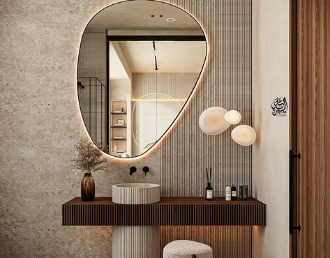 Wabi Sabi Projects | Photos, videos, logos, illustrations and branding on Behance Wabi Sabi Interior Bathroom, Wabi Sabi Toilet, Wabi Sabi Bathroom Inspiration, Wabi Sabi Interior Bedrooms, Wabi Sabi Bathroom, Loft Designs, Bathroom Mirror Ideas, Wabi Sabi Interior, Bathroom Design Layout