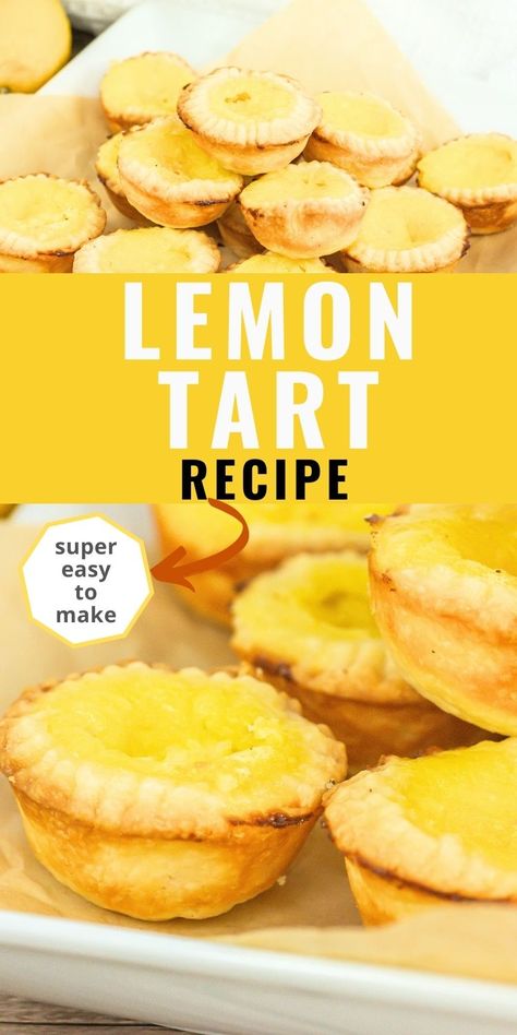 This easy mini tart recipe has a light, flaky crust filled with sweet and tangy lemon filling. These lemon tartlets with lemon curd are a perfect bite sized treat.  If you are looking for an easy summer dessert, spring dessert or other dessert for a crowd give these a try. Lemon Filling For Tarts, Easy Lemon Tarts, Mini Tart Fillings, Lemon Tart Filling, Lemon Meringue Tart Recipe, Mini Lemon Pies, Mini Tarts Dessert Bite Size, Lemon Tarts, Tart Filling Recipes