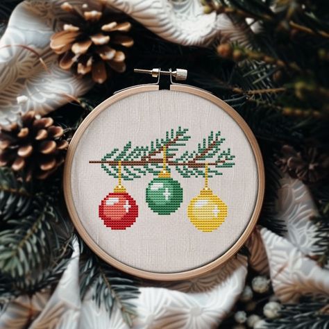 Small Christmas Ornaments Cross Stitch Pattern PDF Retro Winter Decor Easy Simple Holiday Gift Digital Download CS106 - Etsy Christmas Small Cross Stitch, Cross Stitch Christmas Tree Pattern, Needle Point Ornaments, Small Cross Stitch Christmas, Christmas Ornament Cross Stitch Patterns, Small Cross Stitch Patterns Free Minis, Cross Stitch Ornaments Patterns, Free Cross Stitch Patterns To Download, Cross Stitch Christmas Patterns