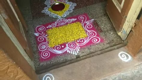 Little baby welcome in home decoration. Rangoli Flower, Baby Welcome, Rangoli Simple, Daily Rangoli, Flower Rangoli, Rangoli Design, Simple Rangoli, Home Decorations, Rangoli Designs