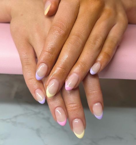 30+ Pastel French Tip Nail Ideas for Your Next Mood-Lifting Manicure Pastel French Tip Nails, Pastel French Tip, Tip Nail Ideas, French Tip Nail Ideas, Pale Nails, Ombre French Tips, Colored French Tips, Rounded Acrylic Nails, Pink French Manicure