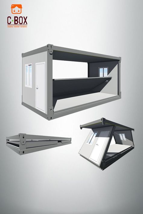 New Folding Container House✨ Foldable House Design, Foldable House, Container Concept, Container Kiosk, Expandable Container Home, Folding House, Folding Architecture, Arched Cabin, House Patio