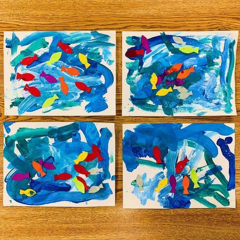 Under The Sea Process Art Preschool, Under The Sea Process Art, Water Art Preschool, Ocean Process Art, Toddler Artwork, Process Art Preschool, Ocean Theme Preschool, Sea Activities, Butterfly Project