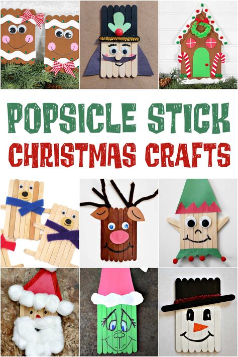 These super cute Popsicle Stick Crafts for Christmas are a great way to have a fun day of holiday crafting. Snowman Popsicle Stick Craft, Christmas Popcical Stick Crafts, Easy Popsicle Stick Christmas Crafts, Popsicle Stick Crafts For Christmas, Christmas Craft With Popsicle Sticks, Easy Popsicle Stick Crafts For Kids, Thanksgiving Popsicle Stick Crafts, Popsicle Christmas Crafts, Popsicle Stick Sleigh