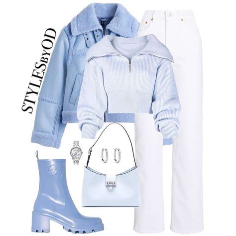 Beige And Blue Outfit, Light Blue Jacket, Easy Trendy Outfits, Mode Inspo, Casual Style Outfits, Lookbook Outfits, Winter Fashion Outfits, Teen Fashion Outfits, Polyvore Outfits