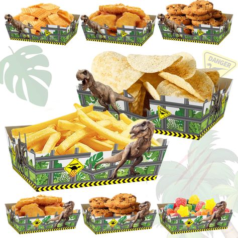 PRICES MAY VARY. 【24pcs Dinosaur Birthday Decorations】You will receive 24 dinosaur snack trays measuring approximately 4.8 x 3.35 x 1.75 inches that you can choose from to suit your needs. These disposable paper trays are portable and stackable for easy storage, transportation and hassle-free cleanup. 【Birthday Party Supplies】The realistic dinosaur elements on the surface of these food trays make them fun and attractive, especially for dinosaur enthusiasts of all ages. They are your ideal food c Nachos Fries, Dinosaur Snacks, Dinosaur Theme Birthday, Dinosaur Birthday Decorations, Nacho Fries, Snack Trays, Dinosaur Party Supplies, Corn Snacks, Food C