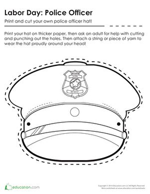 Wear a police officer hat and badge with pride to show appreciation for your local community workers on Labor Day! Police Worksheet, Police Preschool, Community Helpers Police Officer, Community Helpers Police, Police Officer Crafts, Police Officer Hat, Community Helpers Preschool Crafts, Community Helper Lesson, Police Crafts