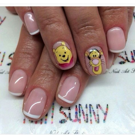 Short Winnie The Pooh Nails, Winnie The Pooh Nails, Pooh Nails, Happy Nails, Cool Nail Art, Nail Art Designs, Winnie The Pooh, Art Design, Nail Art