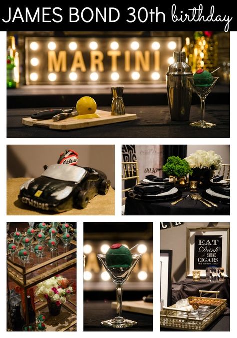 james-bond-thirty-party-ideas James Bond Theme Party, Birthday Martini, 007 Party, 007 Casino Royale, James Bond Party, Casino Royale Theme, James Bond Theme, Spy Party, Adult Party Themes