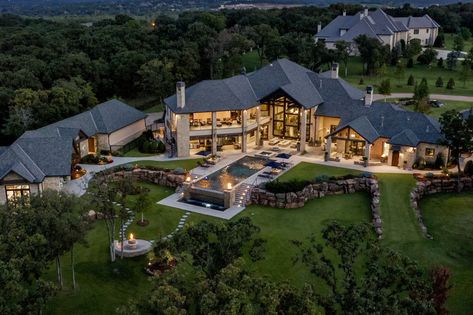 Oklahoma’s Most Expensive Listing Is an Almost $6 Million Mansion - Mansion Global Arsitektur Art Deco, Two Sided Fireplace, Dream Mansion, Expensive Houses, Luxury Homes Dream Houses, Stone Houses, Dream House Exterior, Most Expensive, Luxury House