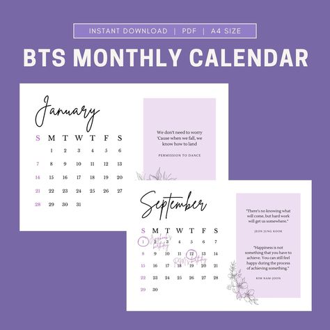 Bts 2024 Calendar, Bts Calendar 2024 Printable, Pink Monthly Planner, Aesthetic Daily Planner, Daily Planner Ideas, Inspiring Lyrics, Pink Daily Planner, Bts Calendar, Bts Printable