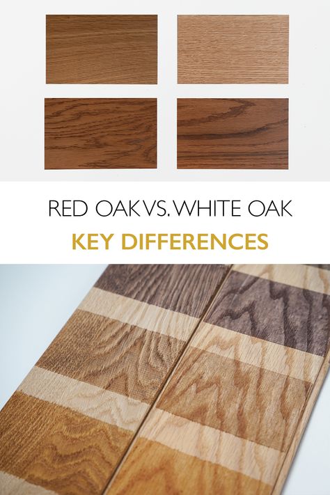 At first glance, red oak gives off a slightly rosy hue and has a more pronounced grain pattern, especially when left unstained, whereas white oak has a slightly grayish tone and a more subtle grain pattern.  With the right stain color, you’ll be surprised to see the differences between the two are nearly indistinguishable. How To Make Red Oak Floors Look Like White Oak, Minwax Weathered Oak Stain On Red Oak, Natural Stain Red Oak Floors, Hardwood Floor Stain Colors On Red Oak, Red Oak Vs White Oak Floors, Stains For White Oak Floors, Red Oak Stained To Look Like White Oak, Make Red Oak Look Like White Oak, Rubio Monocoat On Red Oak