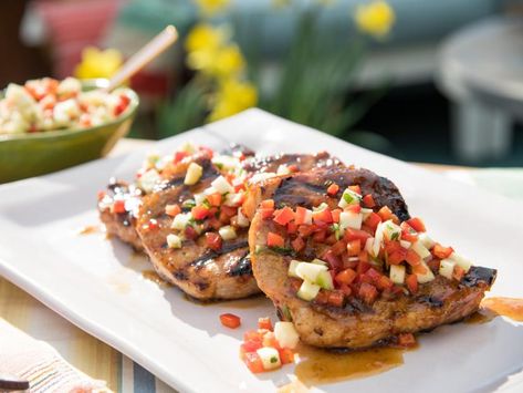 Apricot Habanero Pork Chops Recipe | Jeff Mauro | Food Network Summer Grill, Jeff Mauro, The Kitchen Food Network, Paleo Pork, Grilled Meats, Grilled Pork Chops, Fried Pork, Chops Recipe, Pork Chop