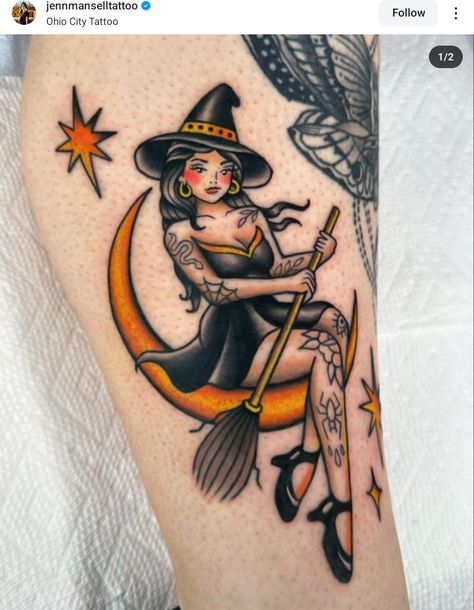 Pinup Lady Tattoo, Fat Pinup Tattoo, Pin Up Witch Tattoo, Plus Size Pin Up Tattoo, Plus Size Pinup Tattoo, Curvy Pinup Tattoo, Witch Pinup Tattoo, Pinup Witch Tattoo, Witch Pin Up Tattoo