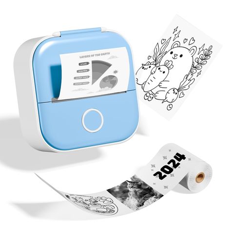 PRICES MAY VARY. Compact and Portable Design: Experience the convenience of T02 mini thermal printer, designed for portability with a compact form. This T02 sticker printer is equipped with a built-in roll of white thermal sticker paper, supporting widths from 50mm to 53mm, making setup and portability a breeze (Only support thermal sticker paper) Bluetooth Connectivity for Effortless Operation: T02 portable mini printer offers user-friendly operation with Bluetooth connectivity. Designed with p Mini Sticker Printer, Note Journal, Small Printer, Sticker Printer, Mini Printer, Sticker Maker, Thermal Printer, List Ideas, Coloring Stickers