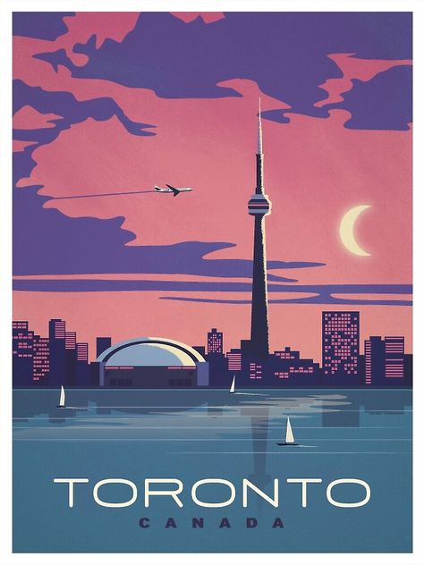 Toronto Skyline, Postal Vintage, Tourism Poster, Retro Travel Poster, Goodfellas, Travel Illustration, Photo Vintage, Poster Retro, Poster Vintage