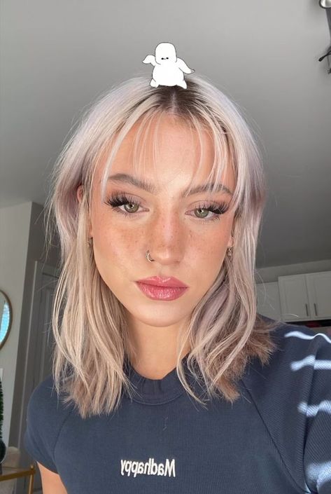 Light Wispy Bangs Short Hair, Whispy Baby Bangs, Wispy Bangstyle Hair, Bangs Inspo, Haircut Idea, Riley Hubatka, Wispy Hair, Blonde Hair With Bangs, Blonde Hair Inspiration