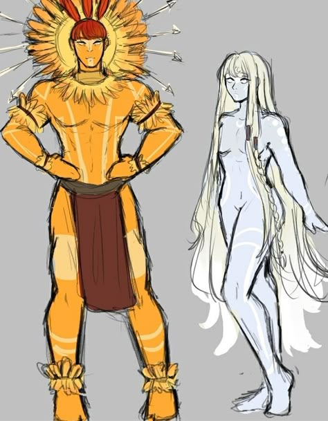 Gods Mythology Art, Sun Inspired Character Design, Monochromatic Character Design, Sun And Moon Personified, Indigenous Oc, Sun God Character Design, Arabic Character Design, God Oc Art, God Oc Design