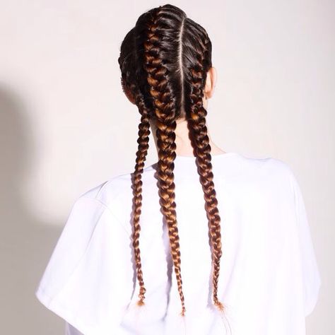 Three braid cornrow Three Cornrows Braids, Three Braids Hairstyle, Urban Apocalypse, French Plaits, Three Braids, Beyonce Concert, Peruvian Straight Hair, French Braids, Loose Waves Hair