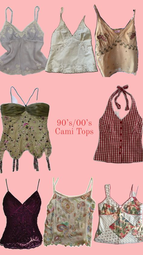 90’s and 2000’s Cami Tank Tops - Ideas for Sewing Projects #fashion fashion #tanktops tank tops summer tops #summerfashion summer fashion beaded tops embroidered tops Top Sewing Ideas, Tank Top Patterns, Tank Top Sewing, Ideas For Sewing, Embroidered Tops, Tank Top Pattern, Top Sewing, Tank Top Cami, Cami Tanks