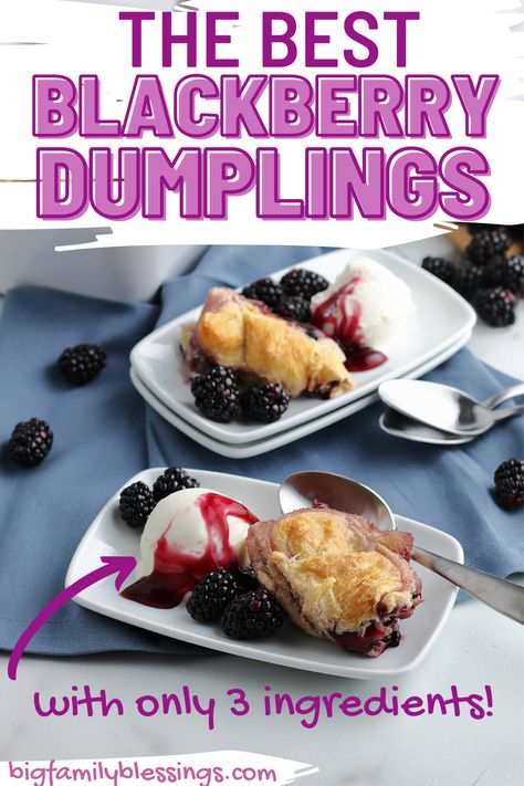 Blackberry Dumplings With Can Biscuits, Easy Blackberry Dumplings, Dumplings Dessert, Blackberry Dessert Recipes, Blackberry Dumplings, Easy Dumplings Recipe, Crescent Roll Recipes Dessert, Crescent Roll Dessert, Blackberry Dessert