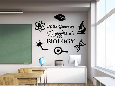 High School Biology Classroom Decor, Biology Classroom Decor, Biology Classroom Decorations, High School Biology Classroom, Biology Gifts, Teacher Cart, Biology Teacher Gifts, Science Wall, Math Wall