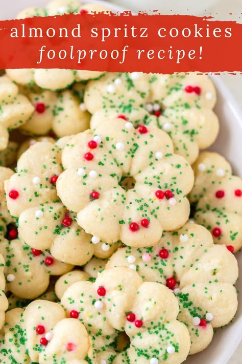 Cream Cheese Spritz Cookie Recipe, Best Spritz Cookie Recipe, Holiday Spritz, Cream Cheese Spritz, Cream Cheese Spritz Cookies, Butter Spritz Cookies, Cookie Press Recipes, Christmas Spritz Cookies, Xmas Cookies Recipes