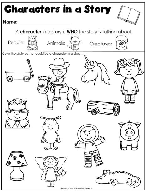 Characters and Setting Story Elements Kindergarten, Character Anchor Chart, Characters In A Story, Teaching Story Elements, Story Elements Worksheet, Character Worksheets, Character Lessons, Character Activities, Kindergarten Pictures