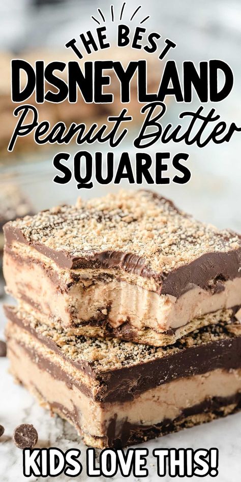 Disneyland Peanut Butter Squares Butter Squares, Peanut Butter Squares, Dessert Squares, No Bake Recipe, Butter Sandwich, Sandwich Bar, Peanut Butter Chocolate Bars, Peanut Butter Sandwich, Dessert Bar Recipe