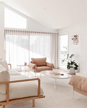 GET THE LOOK LOUNGE ROOMS — THREE BIRDS RENOVATIONS Stacking Doors, Weatherboard House, Raked Ceiling, Luxury Coastal, Three Birds Renovations, Soft Minimalism, Three Birds, Design Philosophy, Be Happier